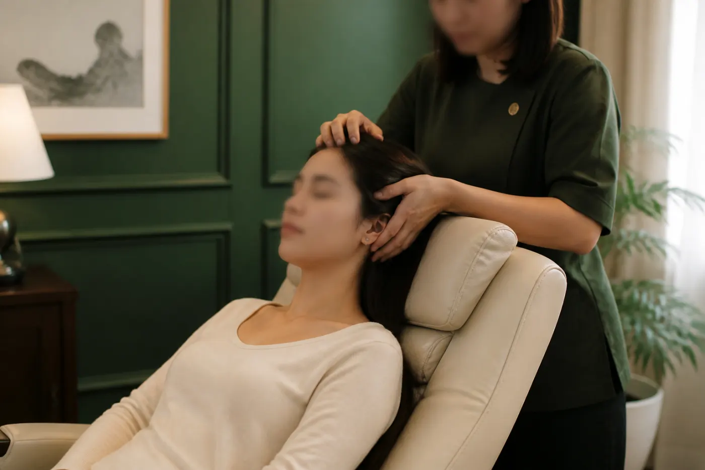 Guest receiving personalised head and neck therapy